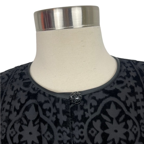 VTG 80’s Rickie Freeman For T.J. Nites Flocked Black Velvet Kimono Jacket Size 8 - Picture 5 of 12